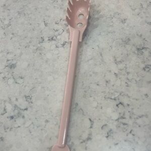 Vintage Pink Pasta Server Fork Kitchen Utensil